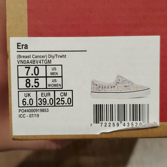 Vans Breast Cancer Awareness Era Shoes M-7/W-8.5 - Picture 4 of 5